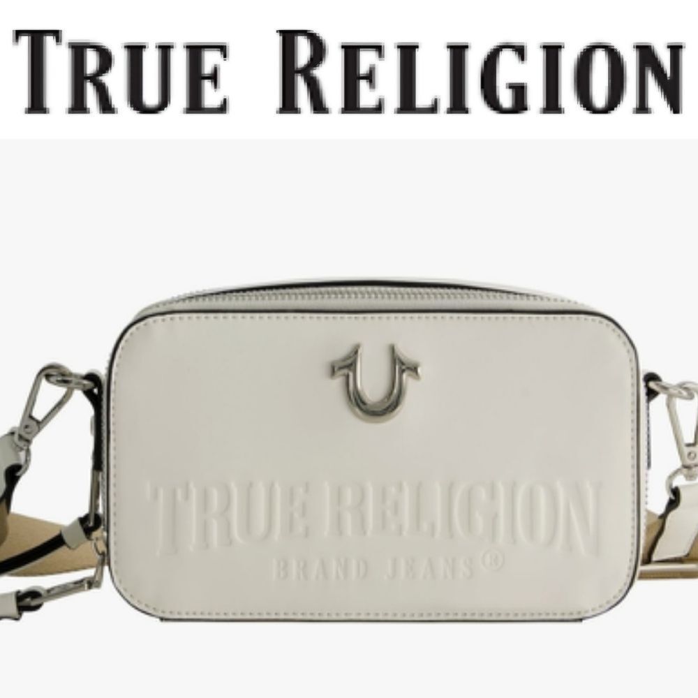 True Religion Logo Camera Crossbody Bag- White